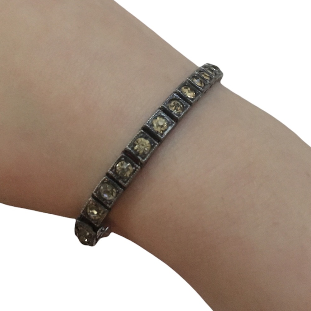 Vintage 1920’s 7” sterling silver rhinestone bracelet
